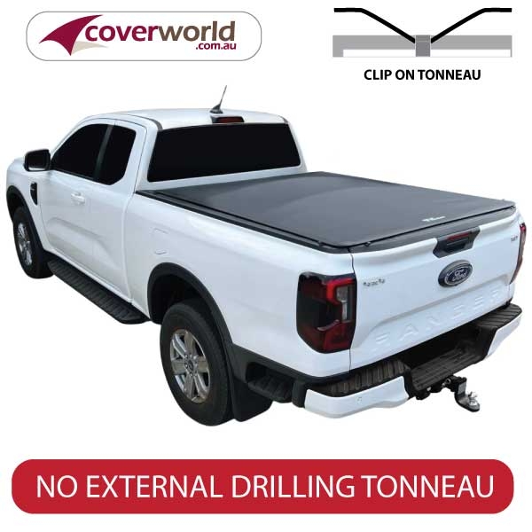 Ford Ranger Next Gen Super Cab - Soft Tonneau Cover suited to vehicles with no external fittings - No Headboard or Sports Bars - Genuine No Drill Tonno Cover