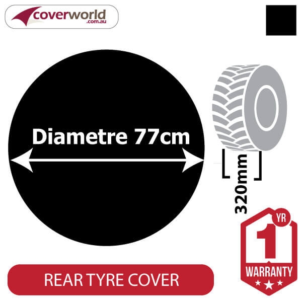 770mm Diametre x 320mm Depth - Spare Tyre Cover - Heavy Duty Black Vinyl
