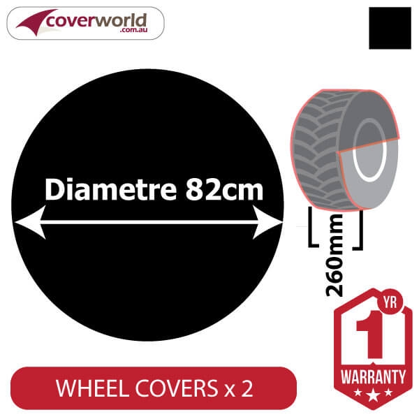 820mm Diametre x 340mm Depth - Spare Tyre Cover - Heavy Duty Black Vinyl